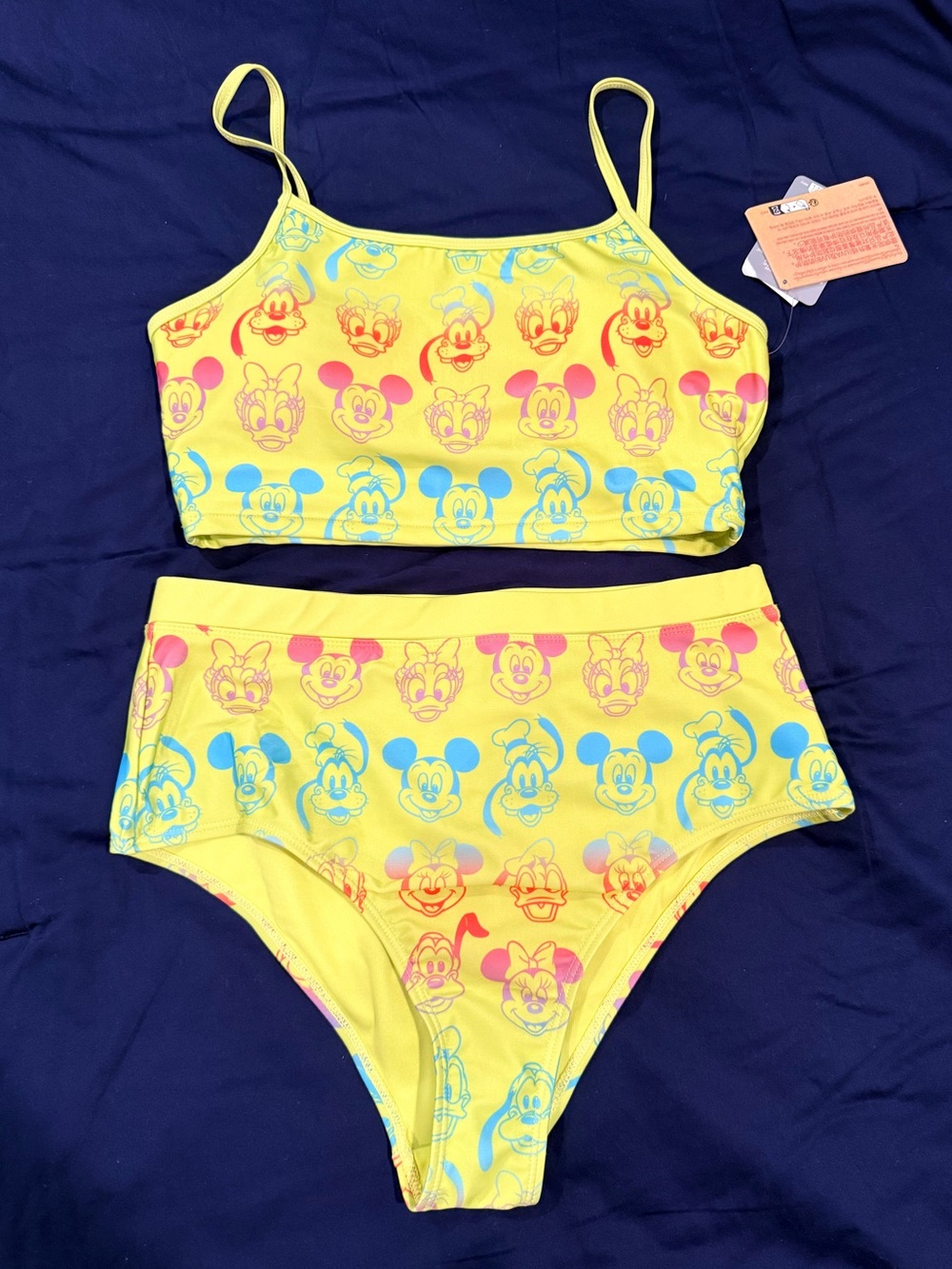 Disney Yellow Bikini Set with Pink and Blue Character Prints
